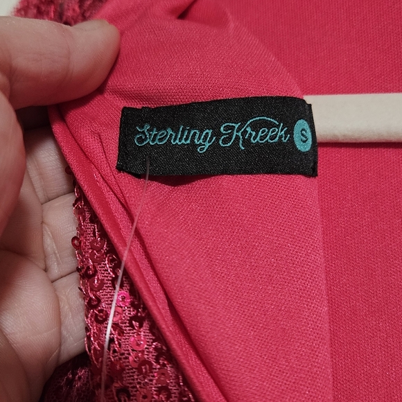 Pink Sequin Fringe Dress Womens Size Small - Picture 3 of 8